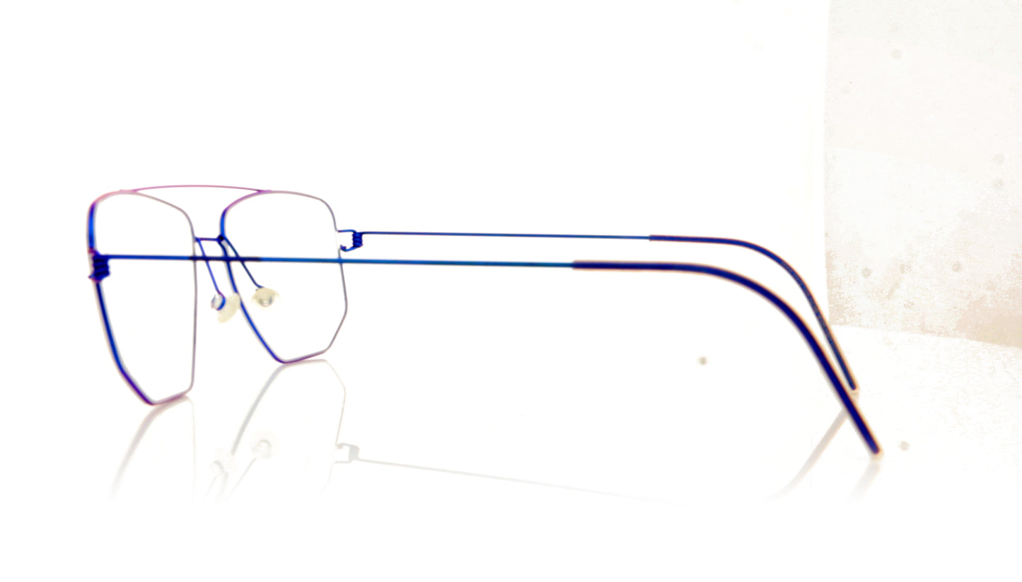Lindberg Air Rim Edwin P80 Metallic Blue Glasses - Side