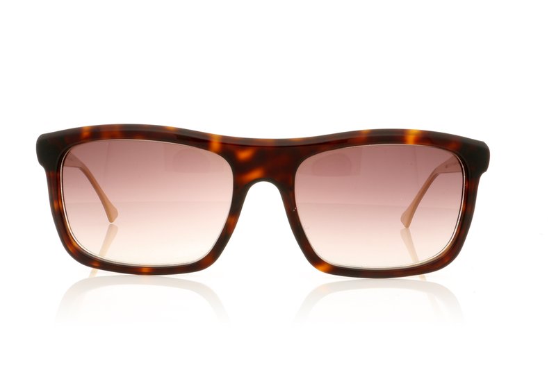 John Dalia Marlon Dark Brown Tort/24K Gold/Grad Brown Lenses C12 Sunglasses - 54mm | 54