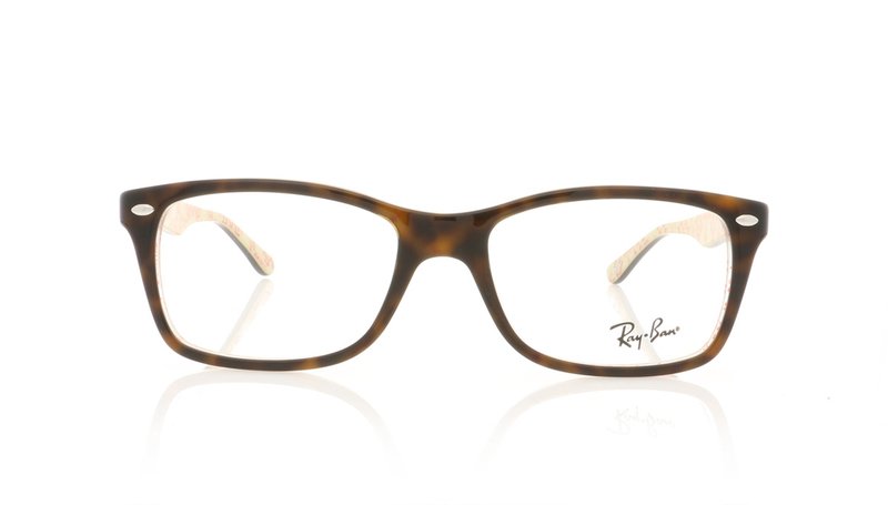 Ray-Ban RX5228 Top Dark Havana On Beige Text 5057 Glasses - 55mm | 55