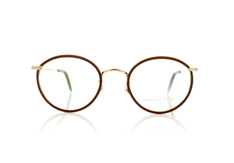 Savile Row Panto Brown/Gold Leather Glasses - 47mm | 47