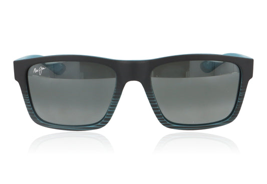 Maui Jim The Flats 02 Black with Teal Stripes Sunglasses - Front