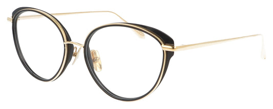 Linda Farrow Song C4 Gold and Black Glasses - Angle