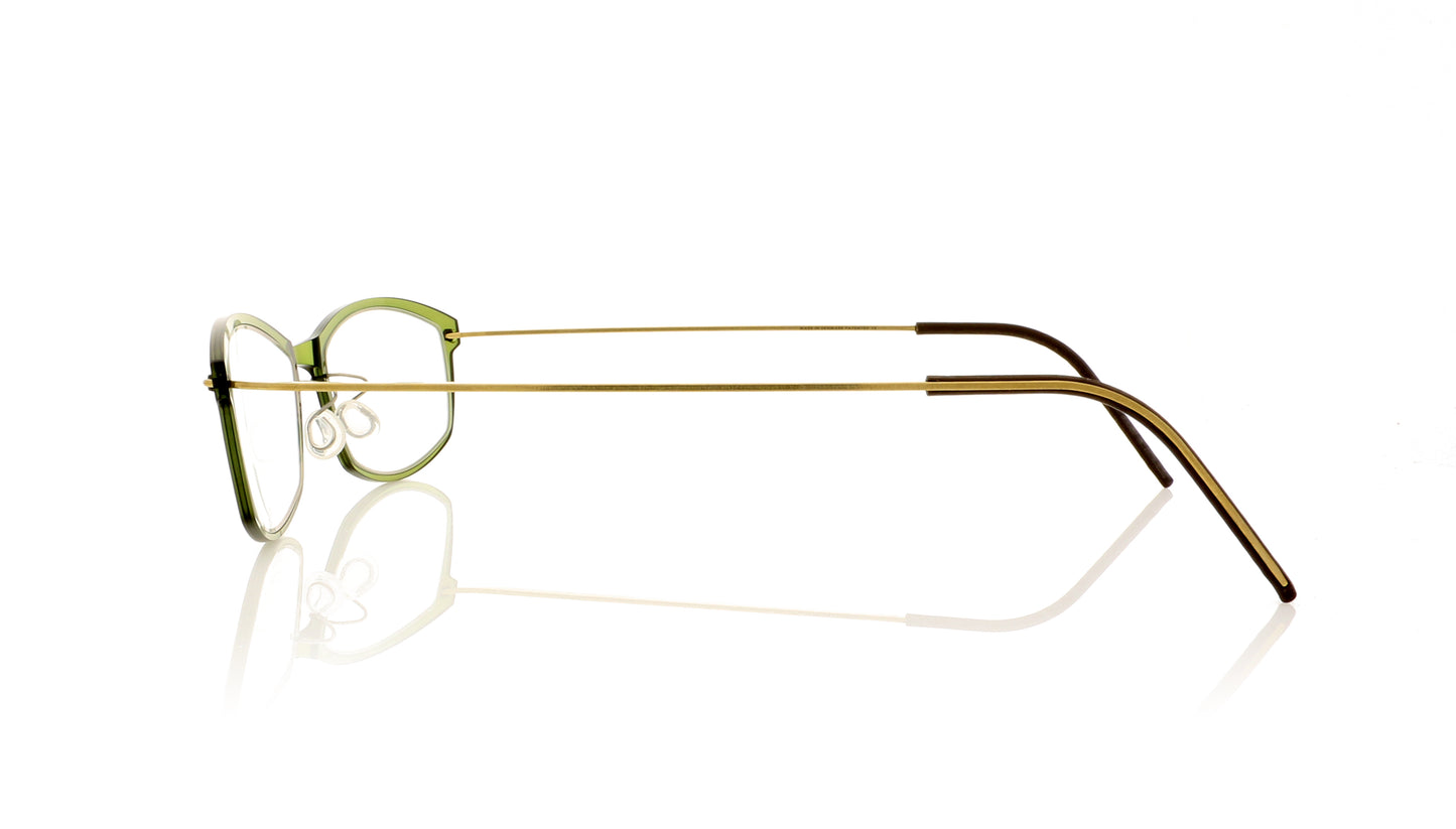 Lindberg n.o.w titanium 6512 C11/PGT Translucent olive green with matt gold sides Glasses - Side
