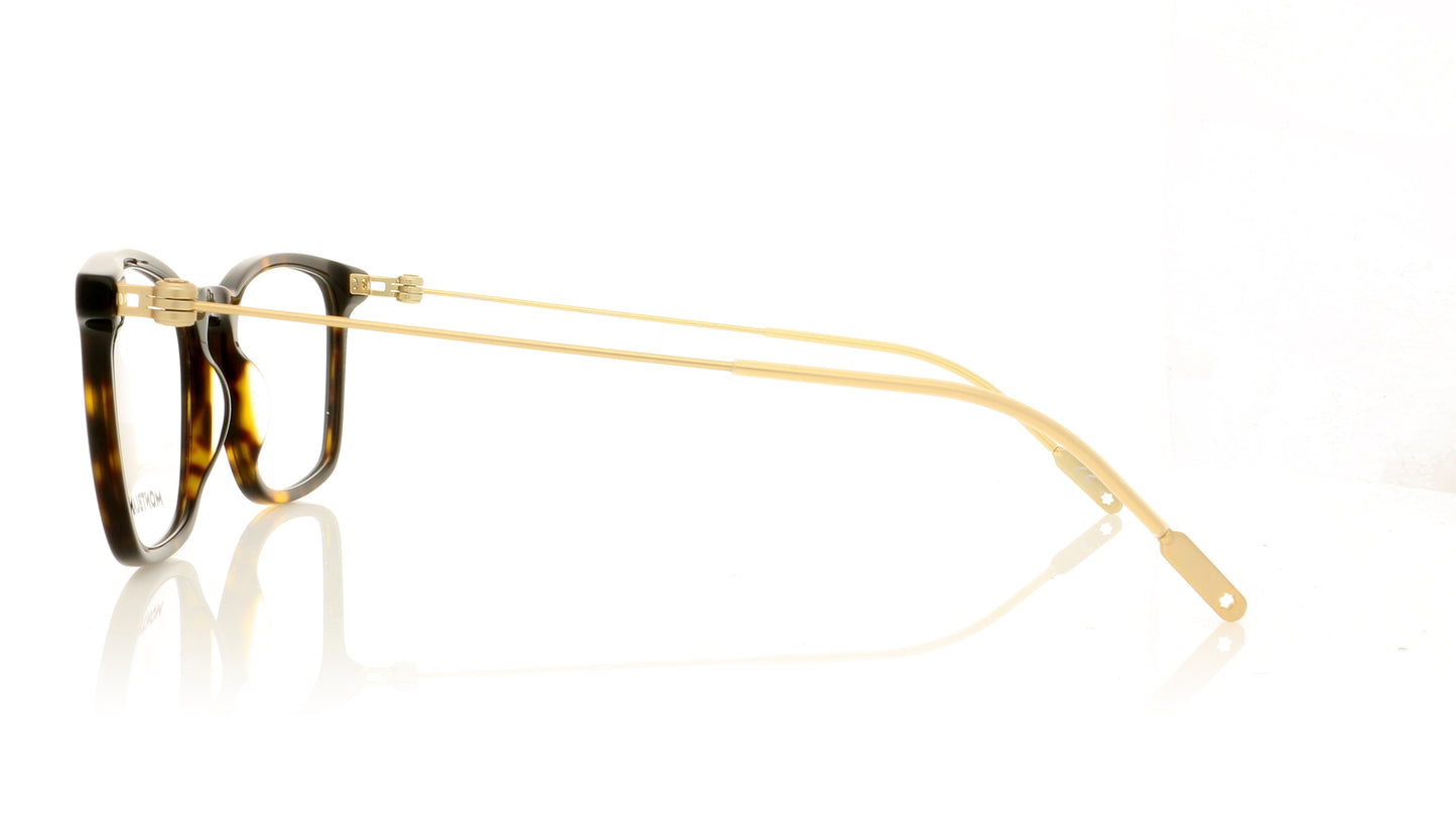 Mont Blanc MB0005O 2 Havana Gold Glasses - Side