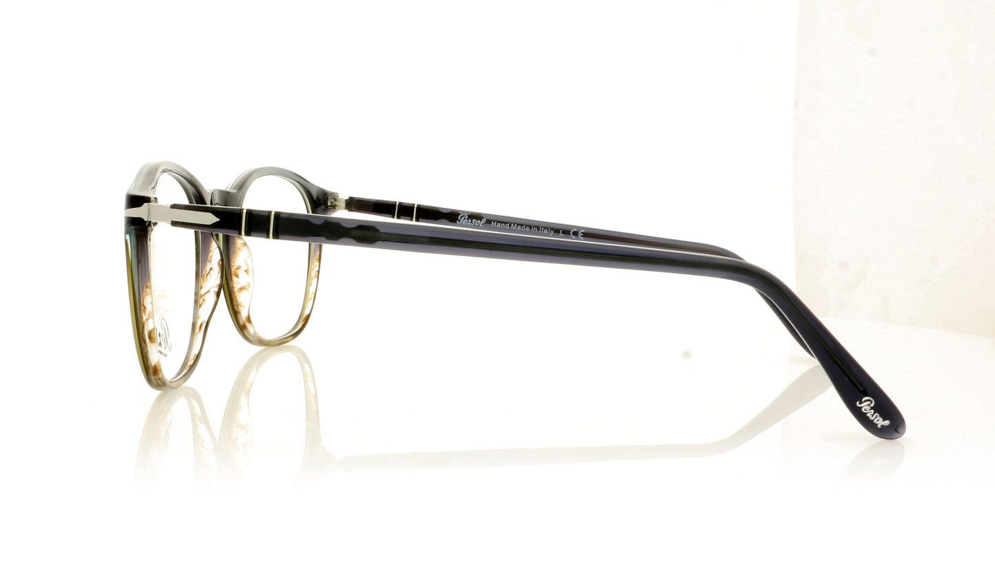 Persol 0PO3007V 1012 Gradient Grey Strip Green Glasses - Side