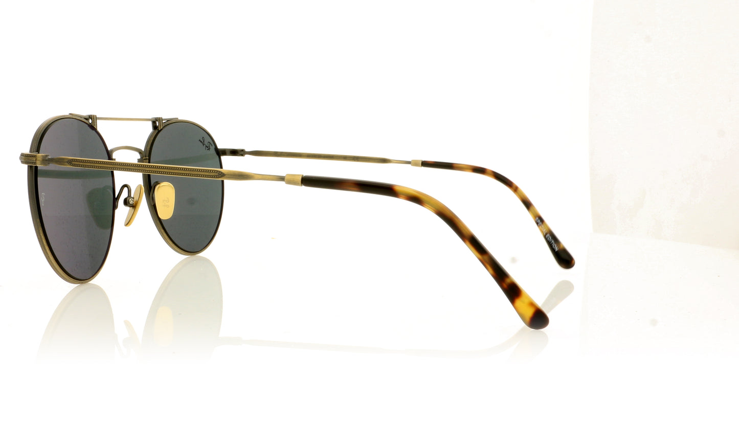 Ray-Ban Titanium 913757 Demi Gloss Antique Gold Sunglasses - Side