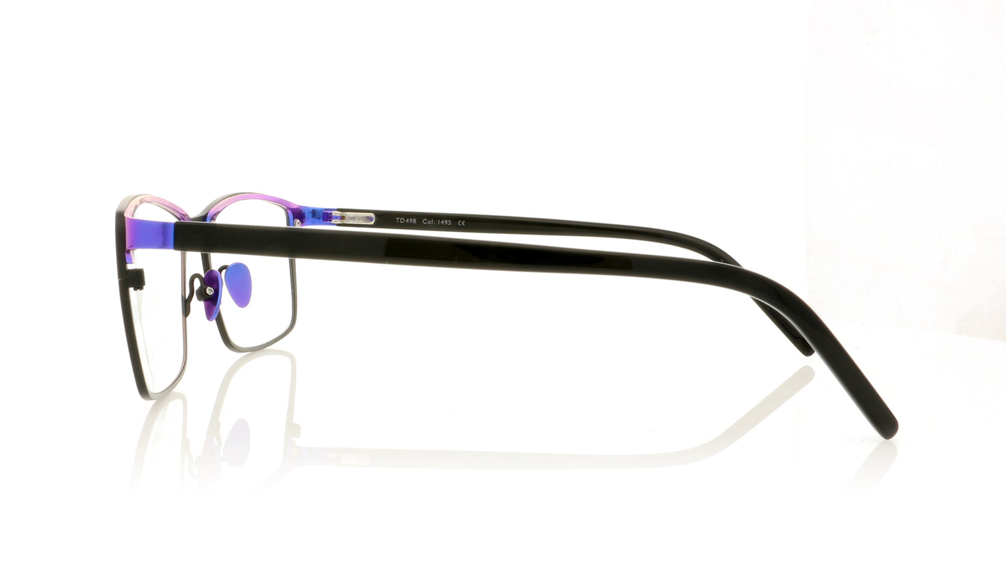 Tom Davies TD498 C1495 Black Electric Blue Glasses - Side