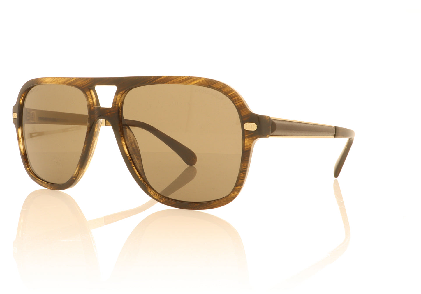 Chanel 0CH5436Q 1667/33 Brown Striped Sunglasses - Angle