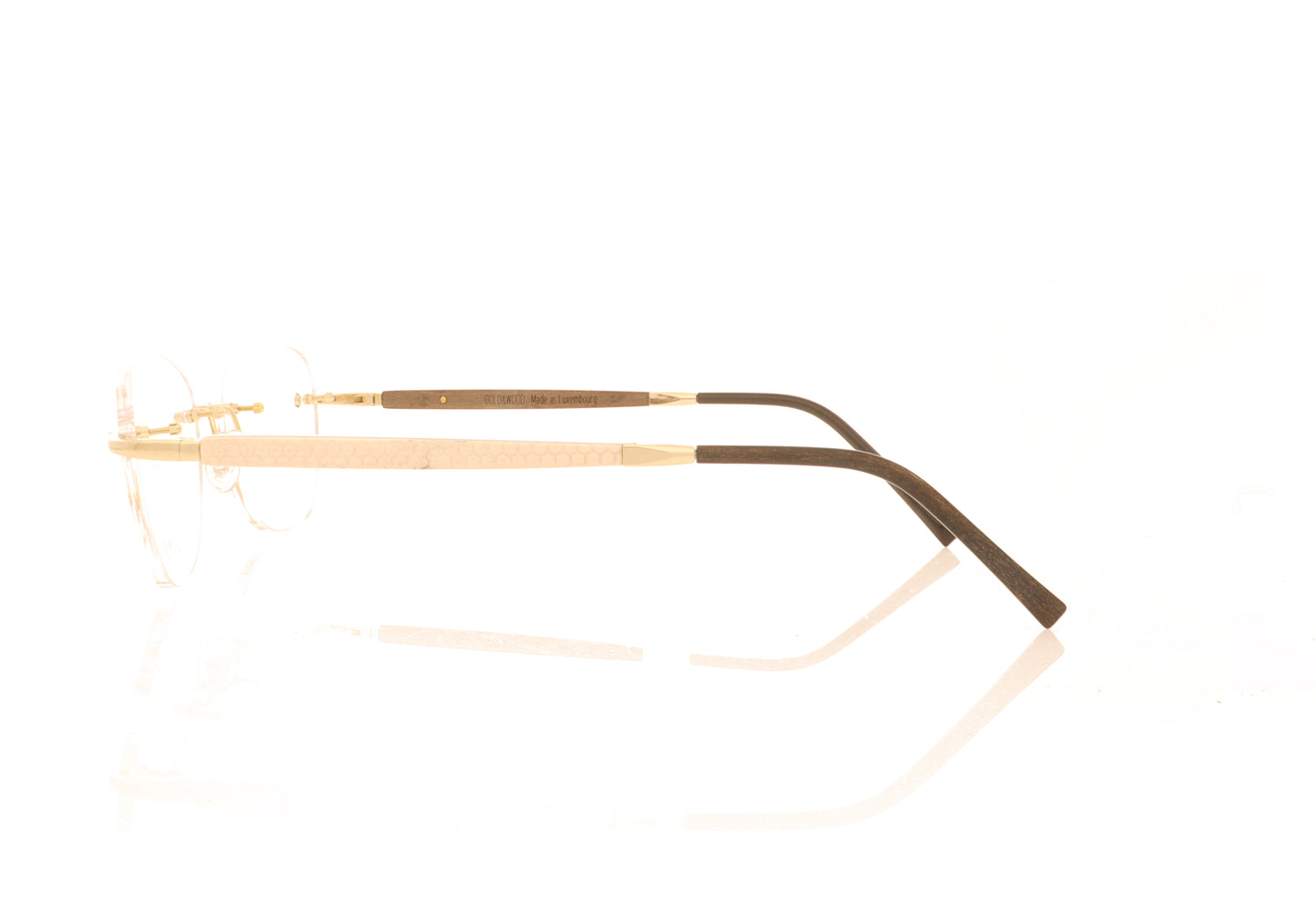 Gold & Wood Rio 02-03 White Glasses - Side
