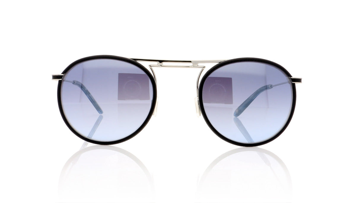 Garrett Leight Cordova 4010 NVYL/SV/INDTL/DLM Navy Leather Sunglasses - Front
