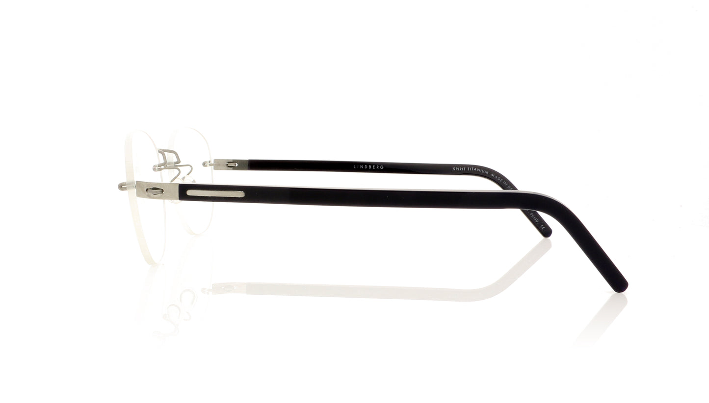 Lindberg Spirit titanium 2215 10/K101/P10 Matt grey bridge with silver and black acetate sides Glasses - Side