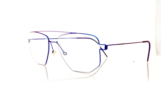 Lindberg Air Rim Edwin P80 Metallic Blue Glasses - Angle