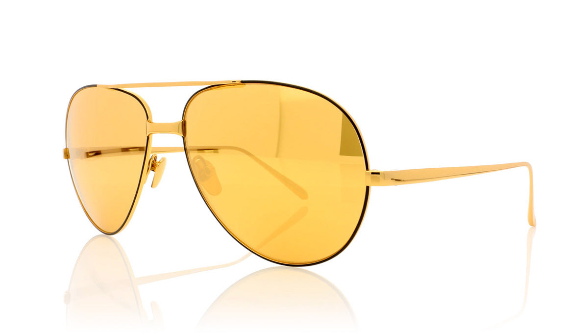 Linda Farrow LFL/128 C4 Lf Yel Gld+Black+24K Gld Lns Sunglasses - Angle