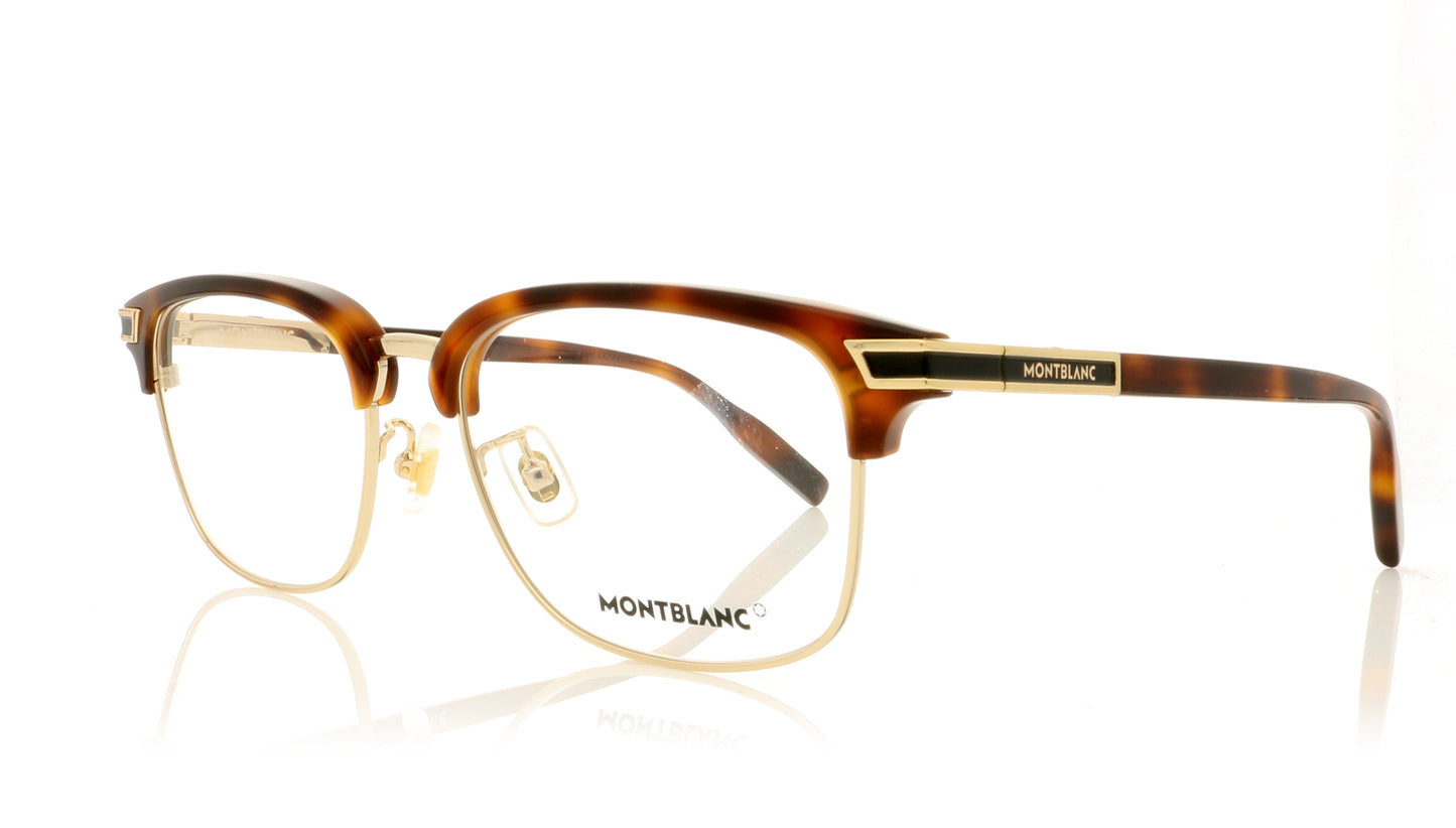 Mont Blanc MB0043O 67 Havana-Gold Glasses - Angle