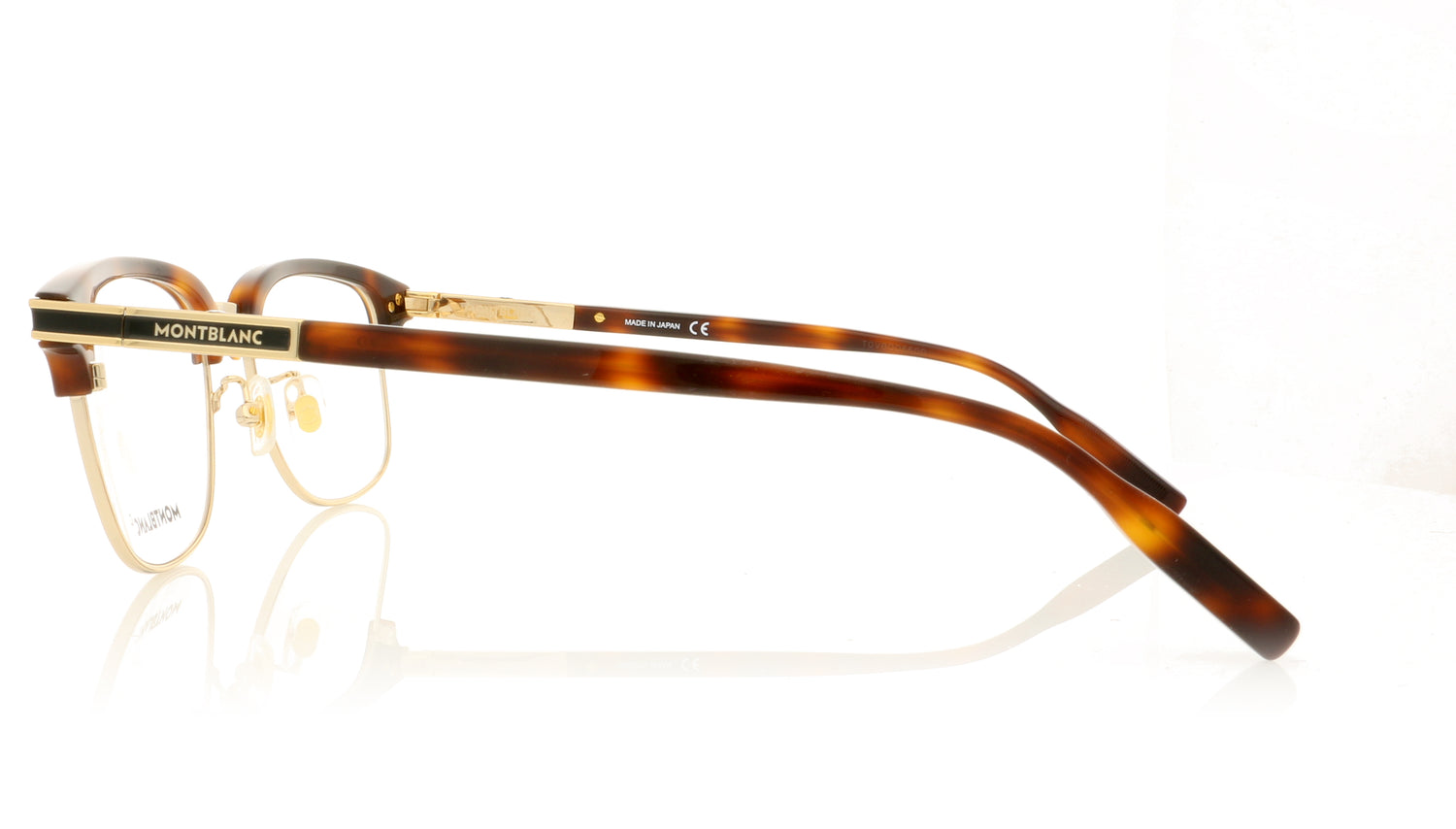 Mont Blanc MB0043O 67 Havana-Gold Glasses - Side