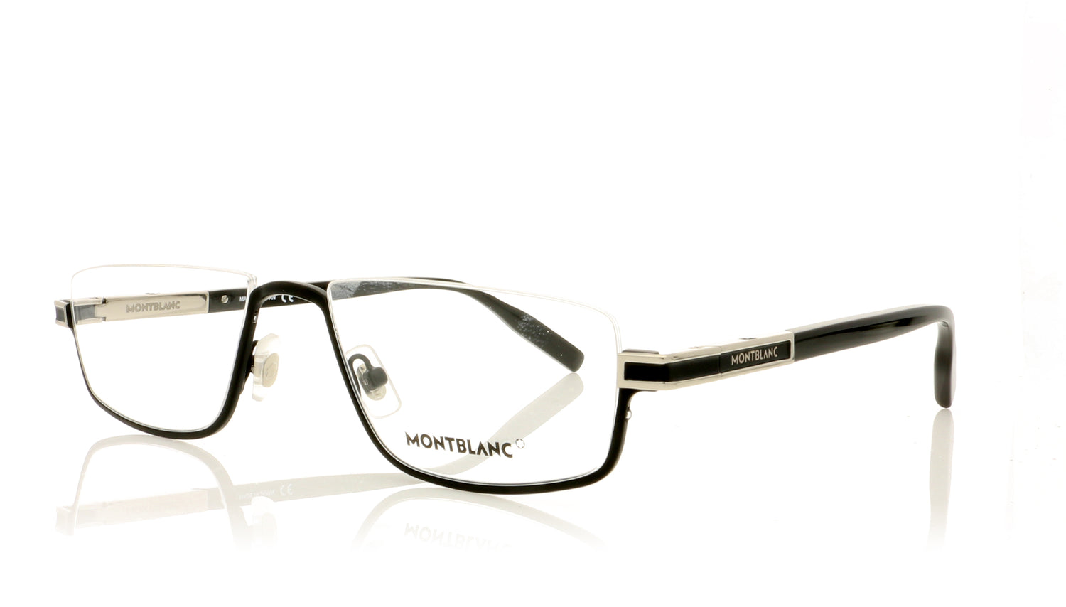 Mont Blanc MB0044O 1 Black-Silver Glasses - Angle