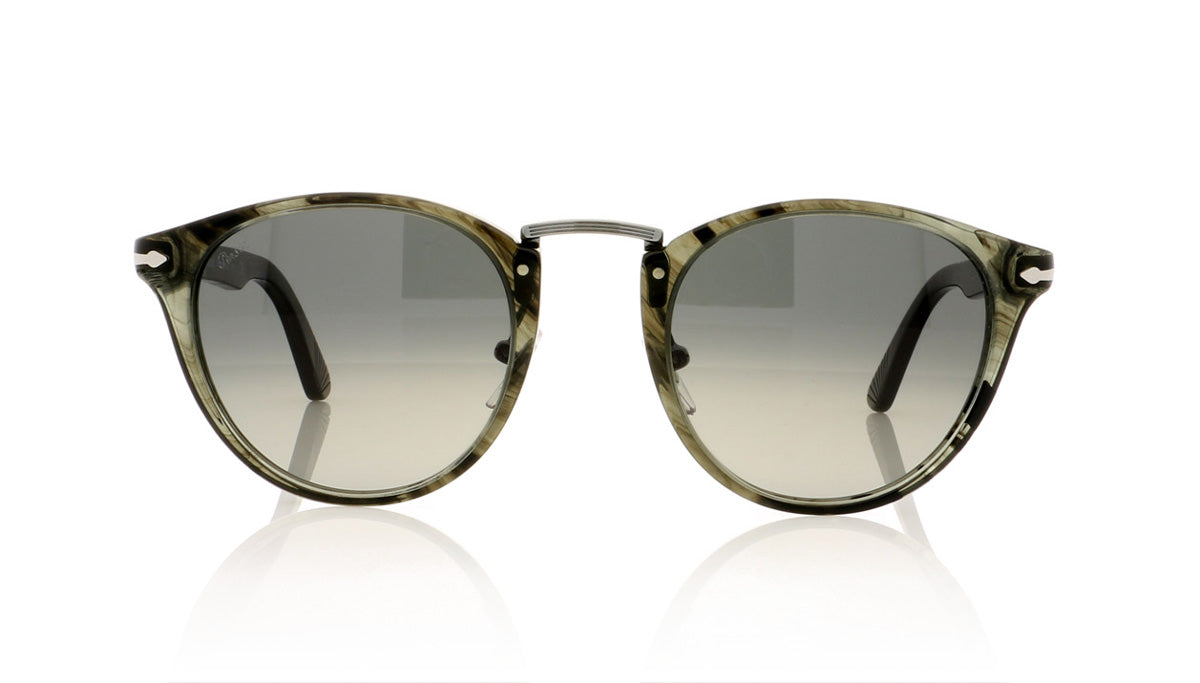 Persol Typewriter Edition 3108-S 1020/71 Strpd Gry Sunglasses - Front