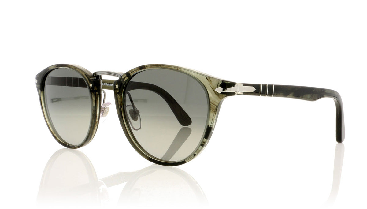 Persol Typewriter Edition 3108-S 1020/71 Strpd Gry Sunglasses - Angle