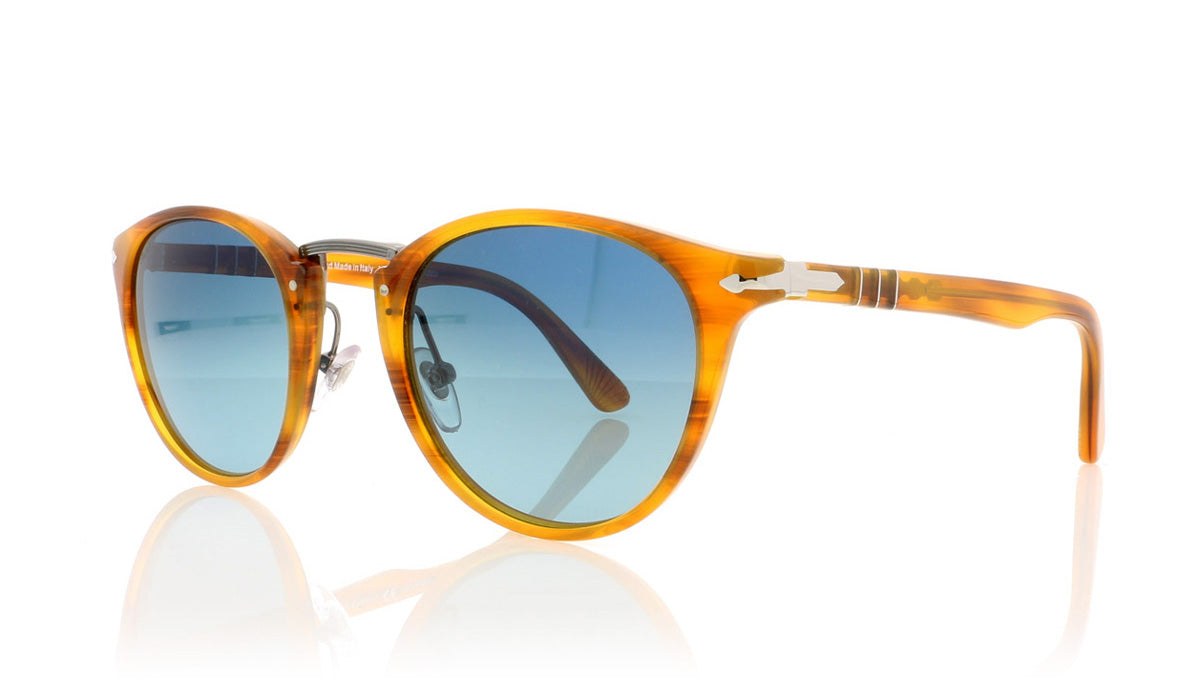 Persol Typewriter Edition 3108-S 960/S3 Strpd Brn Sunglasses - Angle