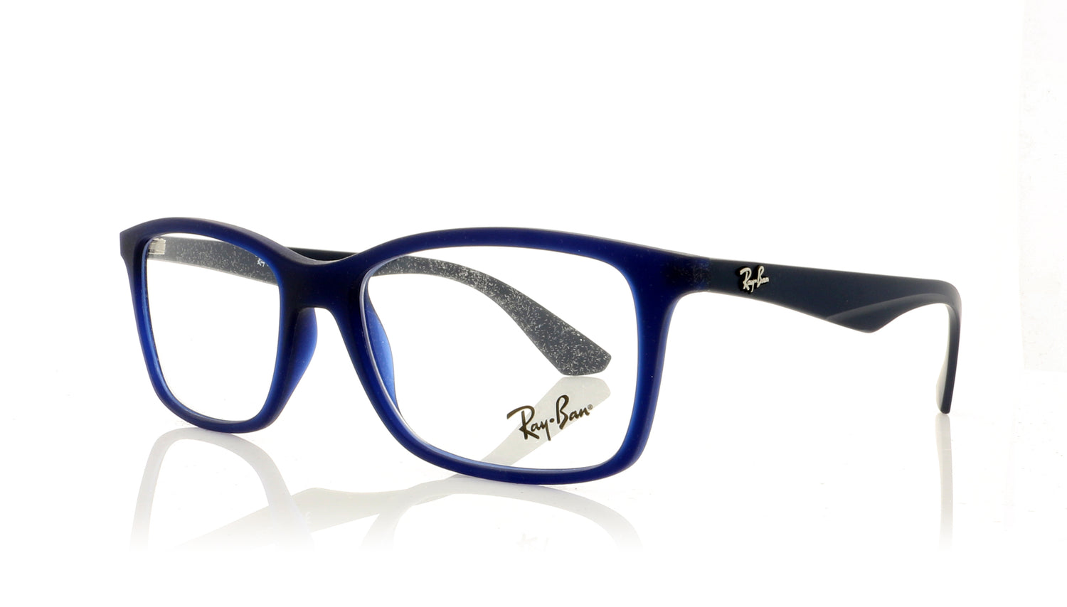 Ray-Ban 0RX7047 5450 Matte Trasp Blue Glasses - Angle