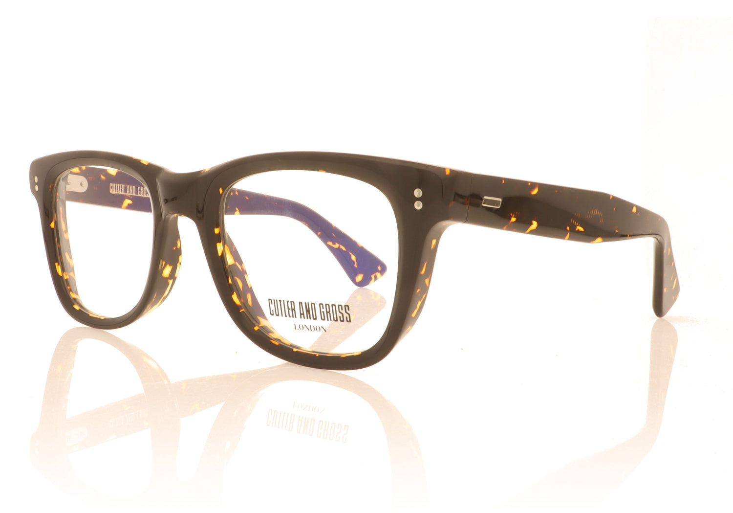 Cutler and Gross 9101 01 Black on Havana Glasses - Angle