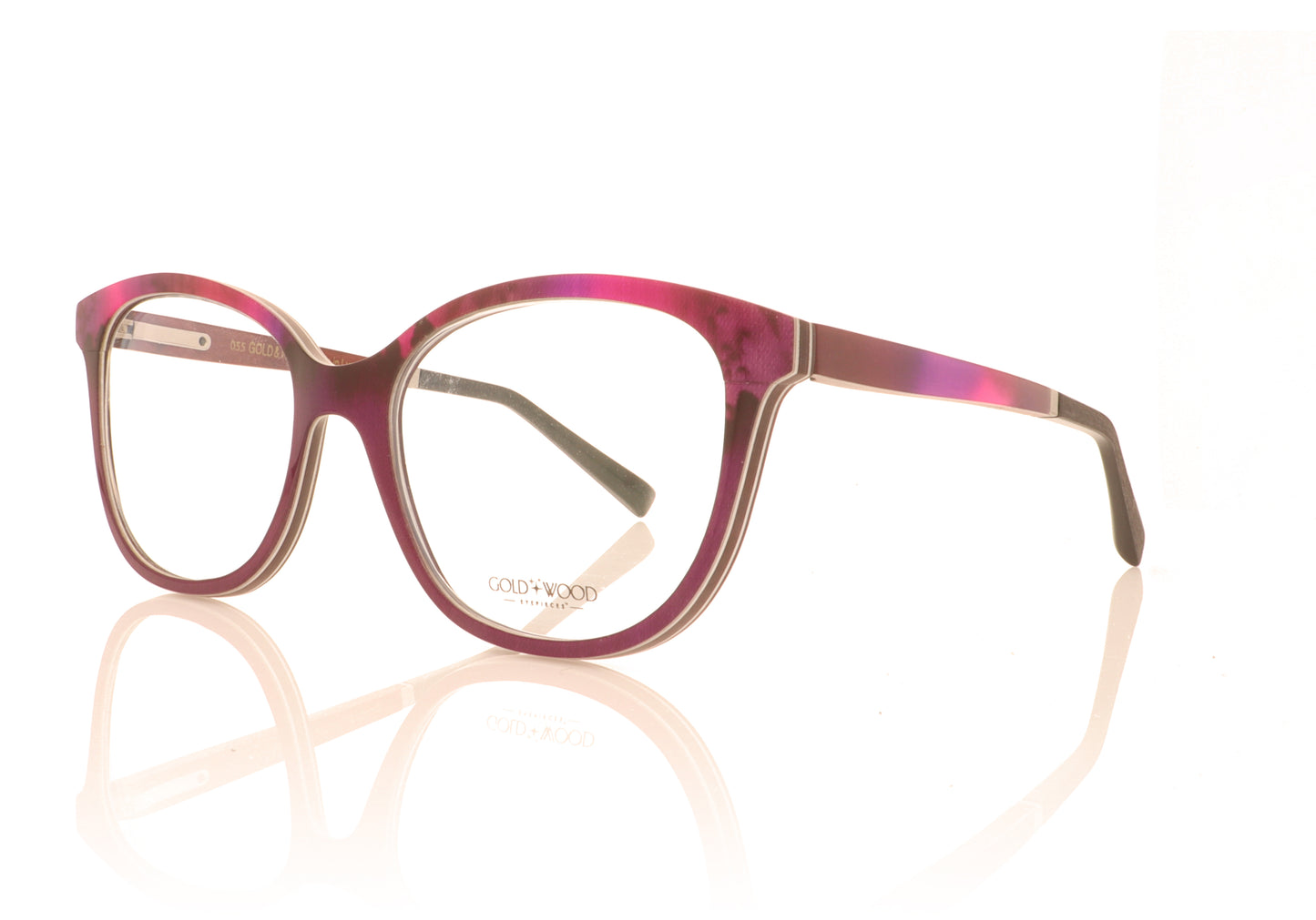 Gold & Wood Gaia 01-02 Fuchsia Glasses - Angle