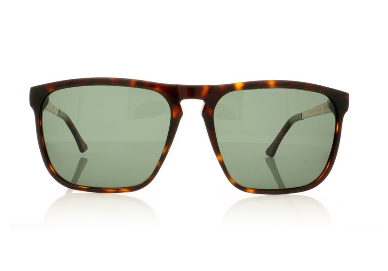 John Dalia Sean P Dark Brown Tort/24K Gold/Green Lenses C12 Sunglasses - 58mm | 58