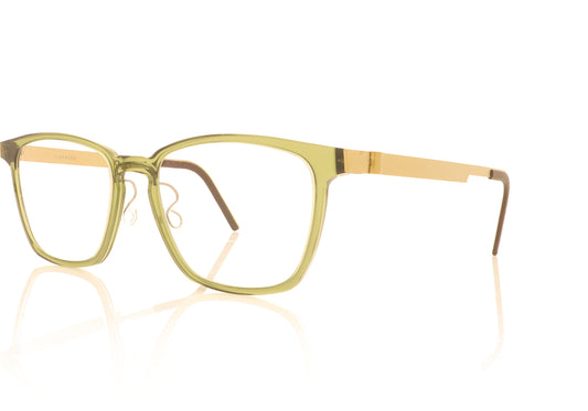 Lindberg 1048 A173 GT Green Gold Glasses - Angle