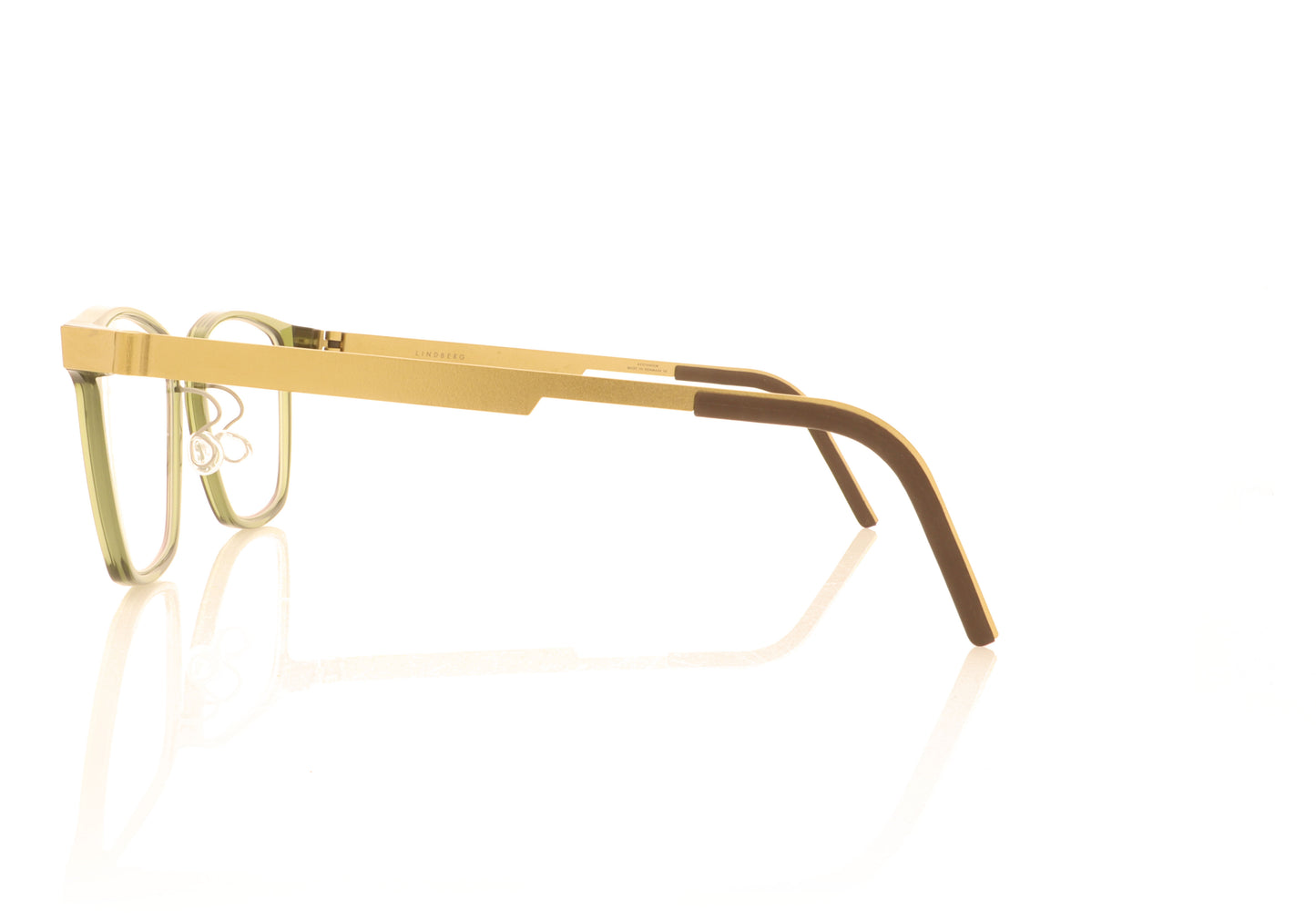 Lindberg 1048 A173 GT Green Gold Glasses - Side