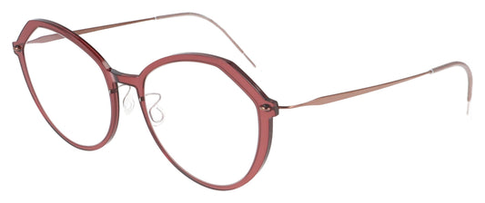 Lindberg n.o.w 6626 T803 C04 PU12 Transparent Red and Rose Gold Glasses - Angle