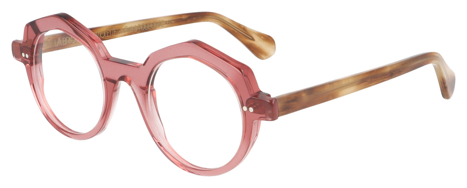 La Brique & La Violette Home RF/BR Transparent Pink and Tortoise Glasses - Angle