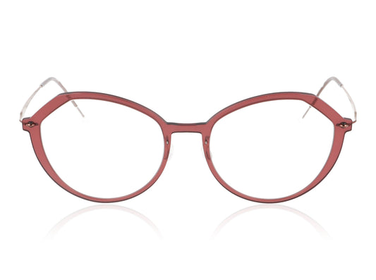 Lindberg n.o.w 6626 T803 C04 PU12 Transparent Red and Rose Gold Glasses - Front