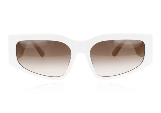 Linda Farrow Senna C3 White and Brown Sunglasses - Front