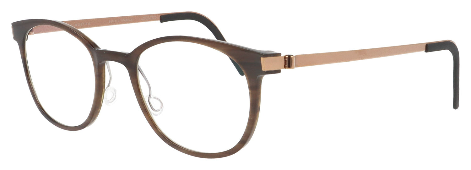 Lindberg buffalo 1818 H18 T207 PU15 Medium Brown Glasses - Angle