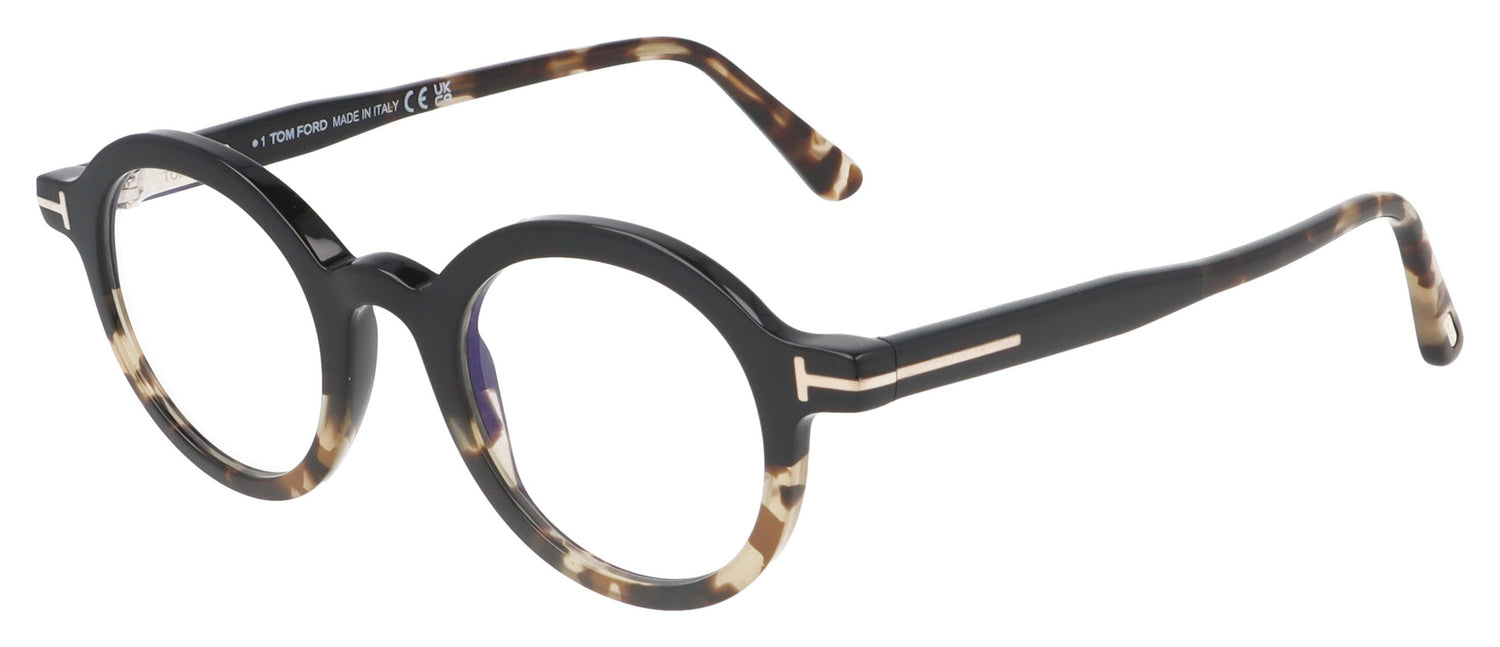 Tom Ford FT5664-B/V TF5664 005 Black and Tortoise Glasses - Angle