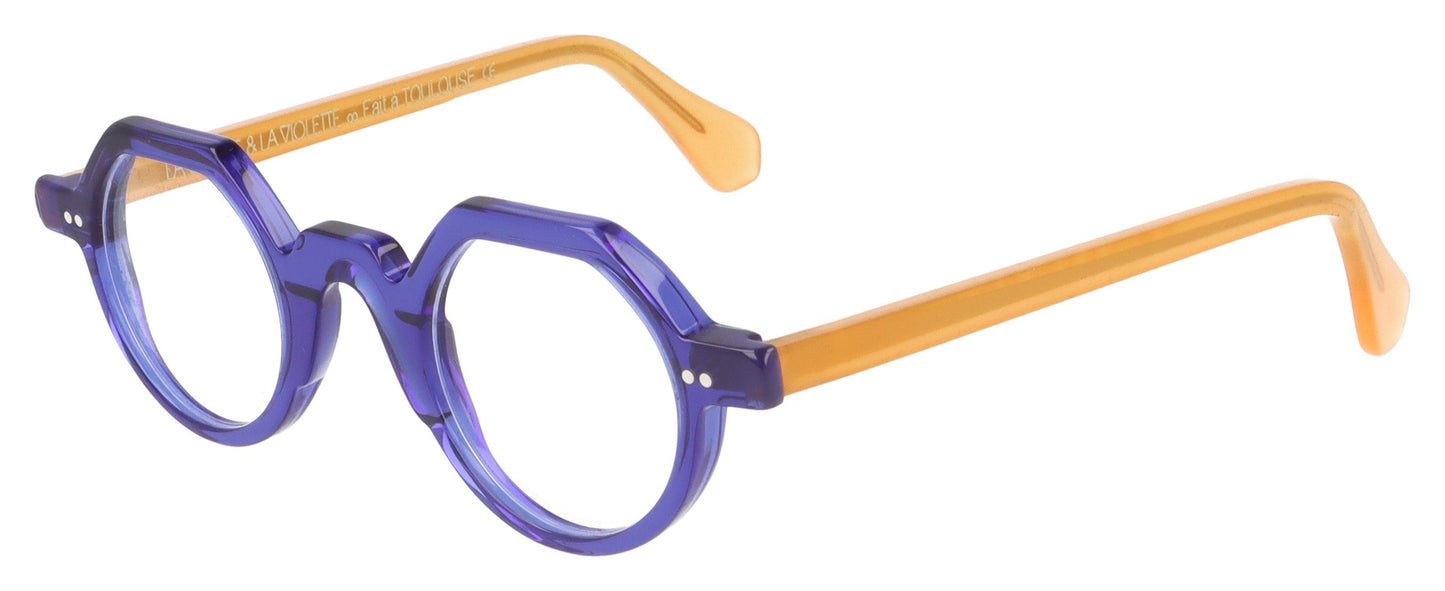 La Brique & La Violette Reglo BL/OG Blue and Orange Glasses - Angle