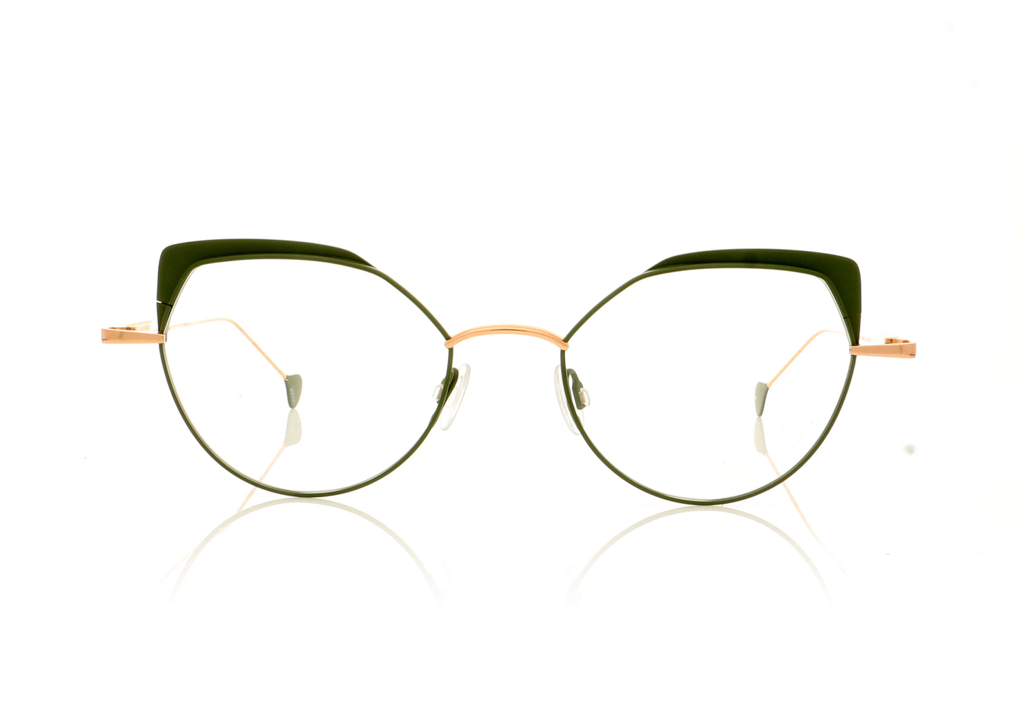 Anne & Valentin Comete 20C31 Rose Gold Green Glasses - Front