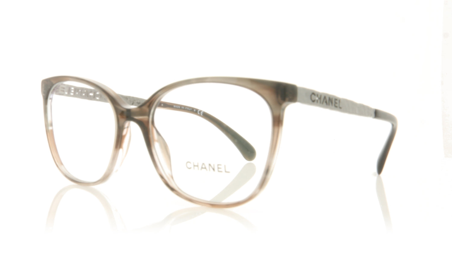 Chanel 0CH3410 C1678 Striped Grey Glasses - Angle