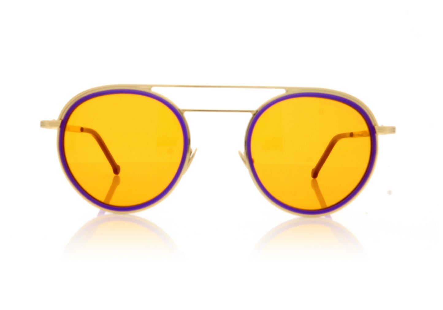 Cutler and Gross 1270 5 Gold Purple Sunglasses - Front