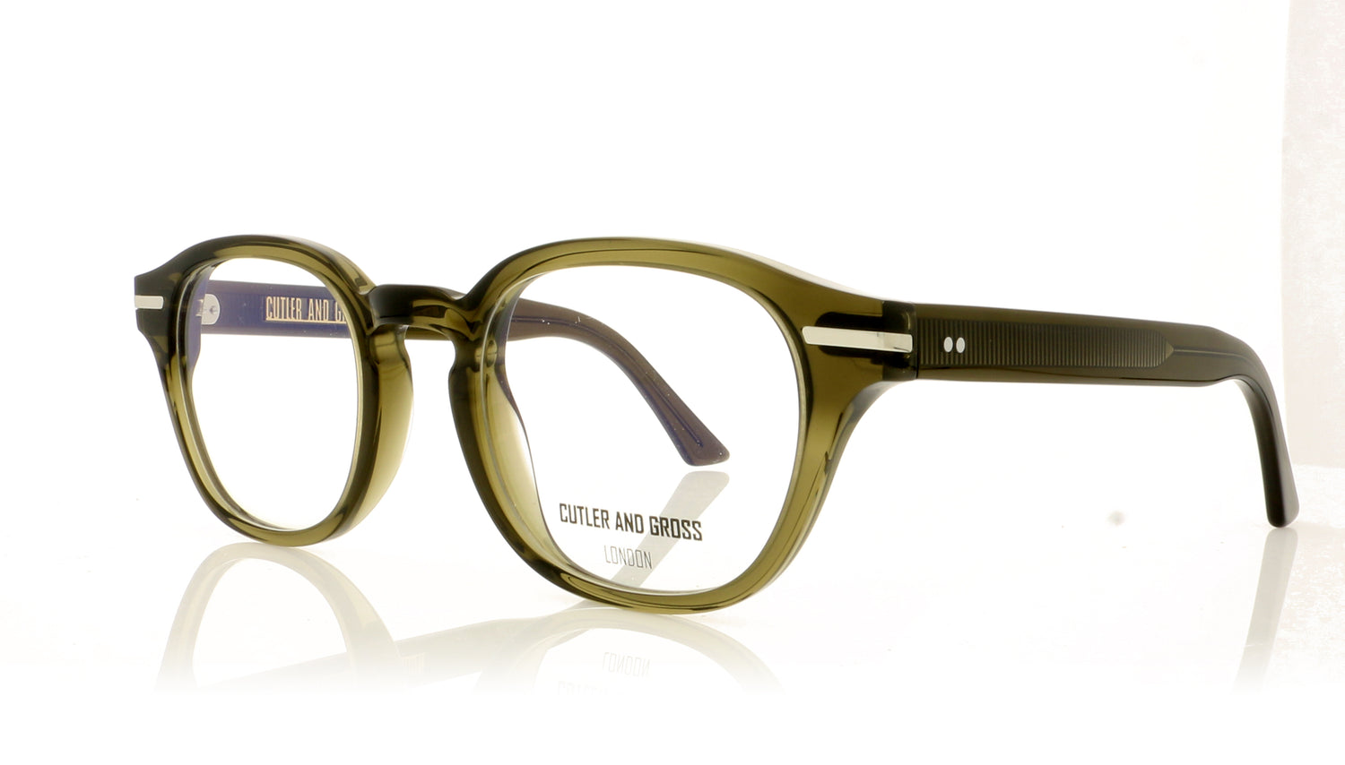 Cutler and Gross CGOP1-356 1356 8 Olive Green Glasses - Angle