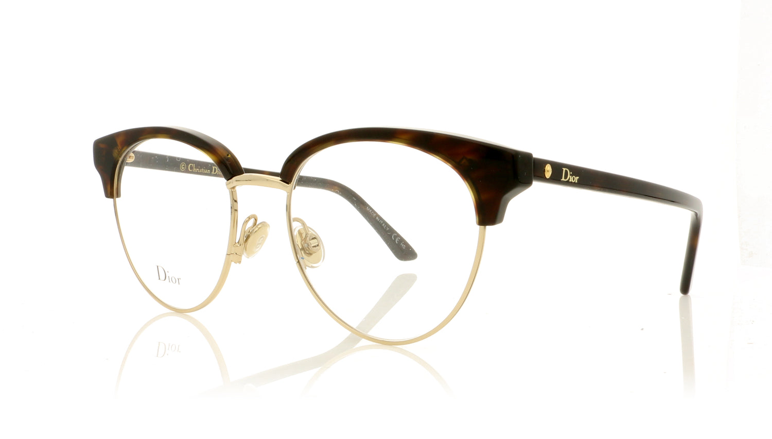 Dior Montaigne 58 Dark Havana Gold QUM Glasses - Angle