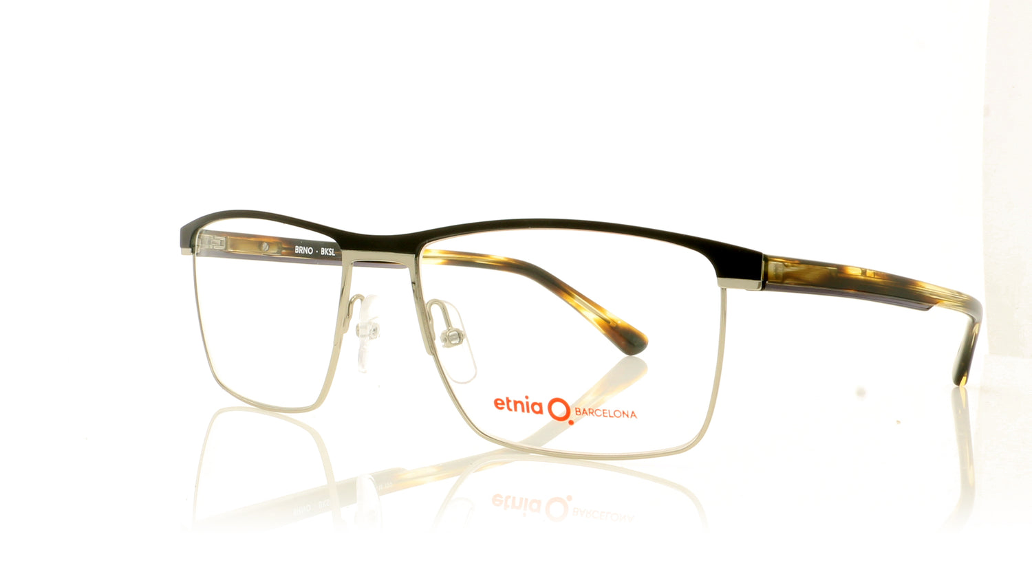 Etnia Barcelona Brno BKSL Black Silver Glasses - Angle