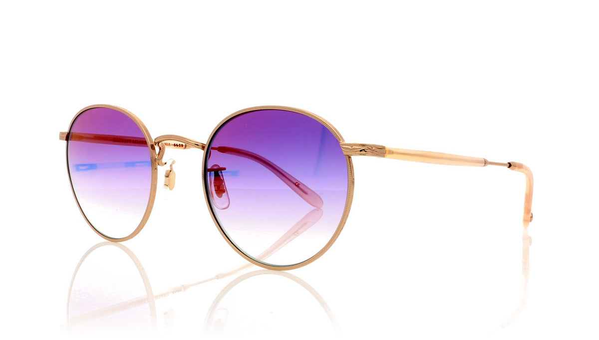 Garrett Leight Wilson M 4005 RG-PBL/MGLM Rose Gold Sunglasses - Angle