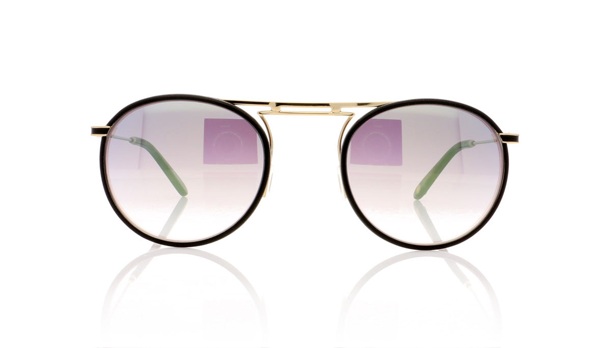 Garrett Leight Cordova 4010 BKL/G/BKMT/GLM Black Leather Sunglasses - Front