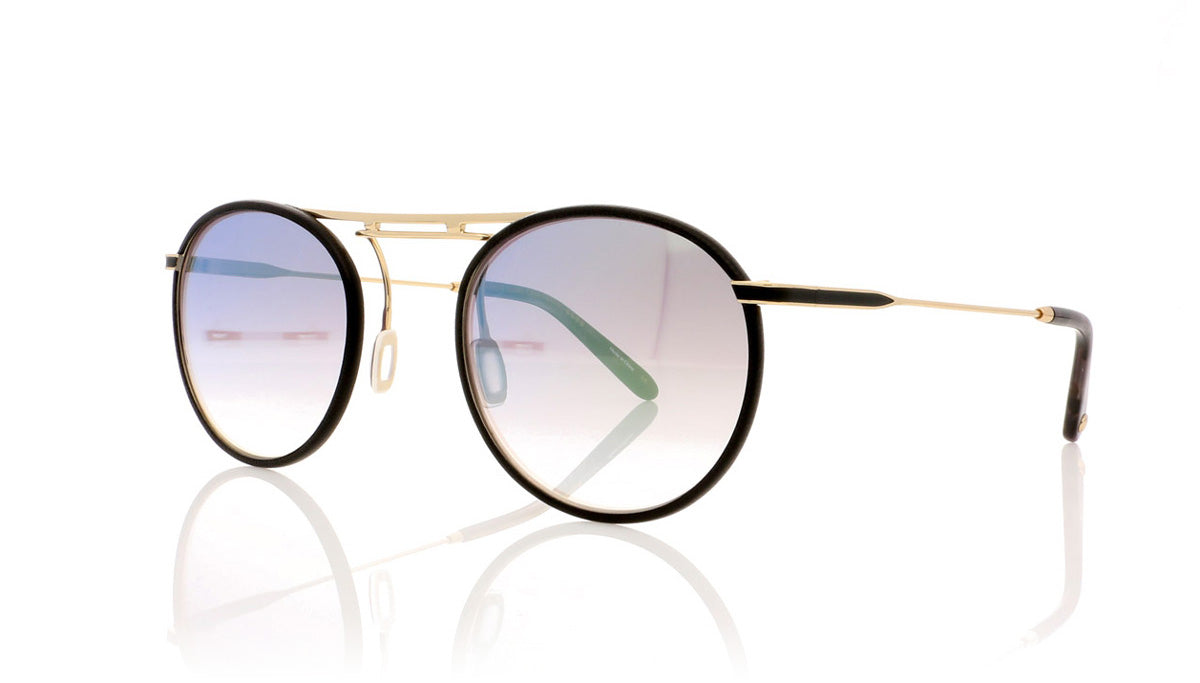 Garrett Leight Cordova 4010 BKL/G/BKMT/GLM Black Leather Sunglasses - Angle