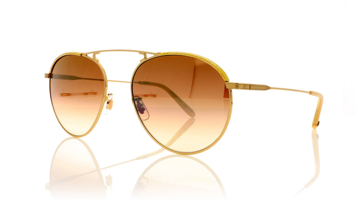 Garrett Leight Innes 4023 GLE/BZSHM Gold Lame Sunglasses - Angle