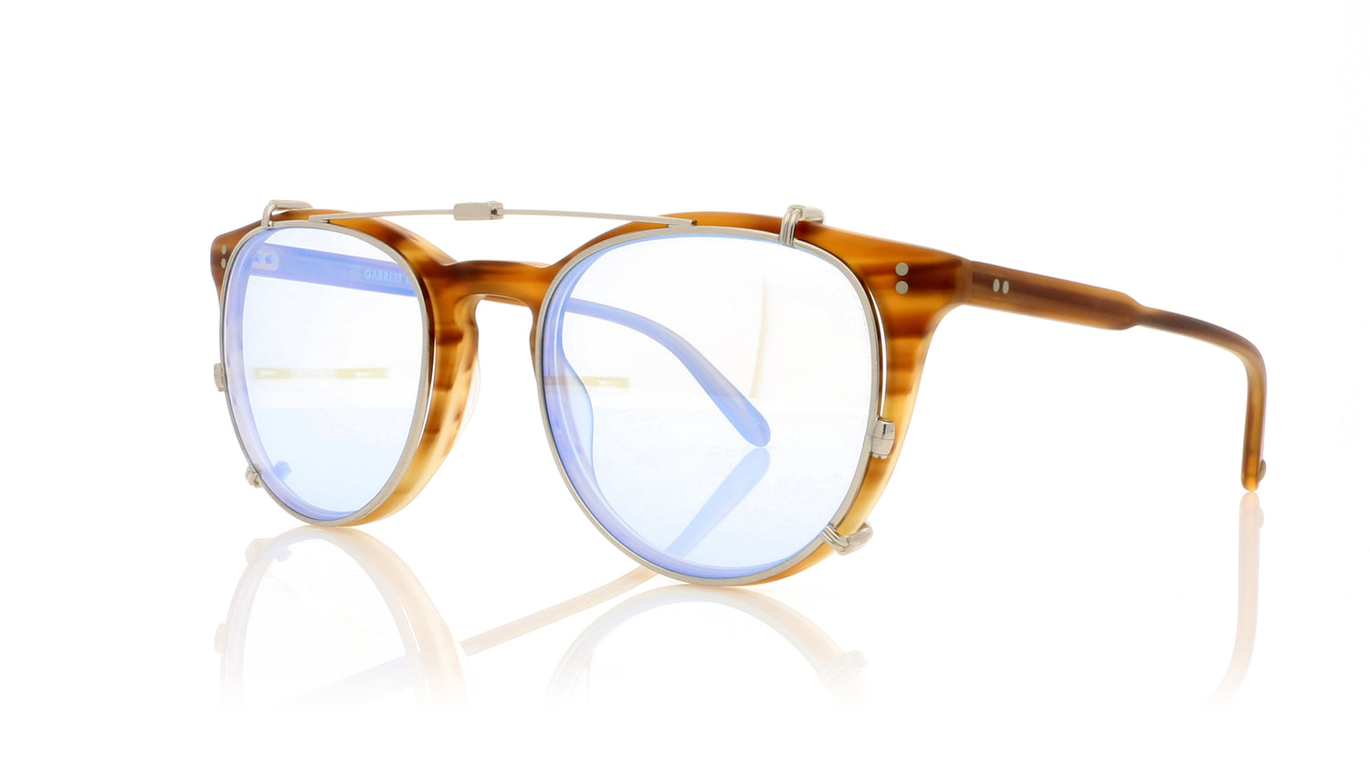 Garrett Leight Milwood 5004 BS/PBM Brushed Silver Clip - Angle