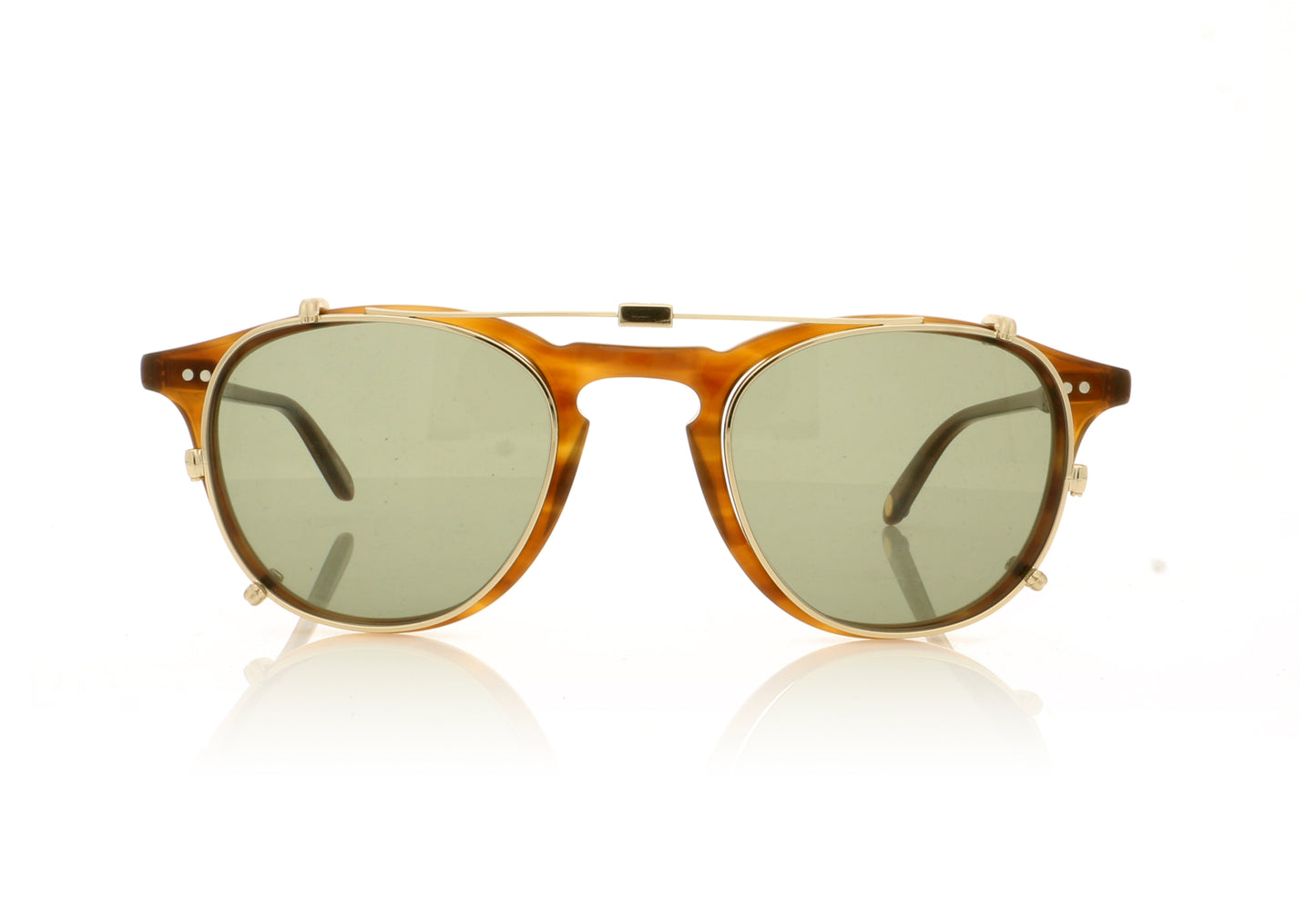 Garrett Leight Hampton Clip 5051 G/GRN Gold Green Sunglasses - Front