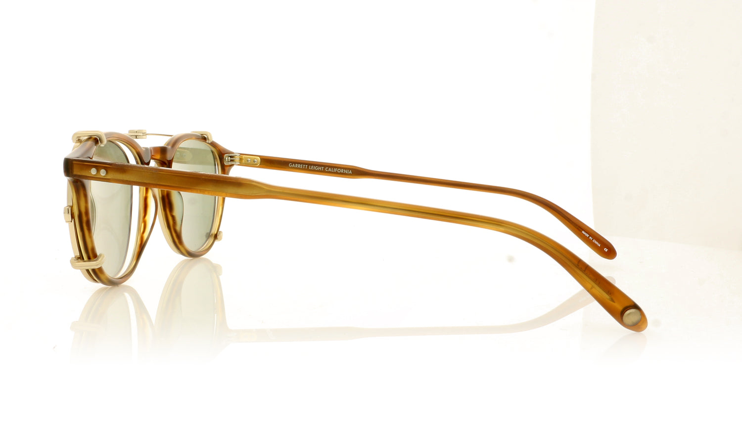 Garrett Leight Hampton Clip 5051 G/GRN Gold Green Sunglasses - Side