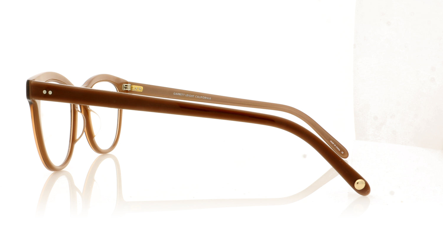 Garrett Leight Loyola TI Brown Glasses - Side